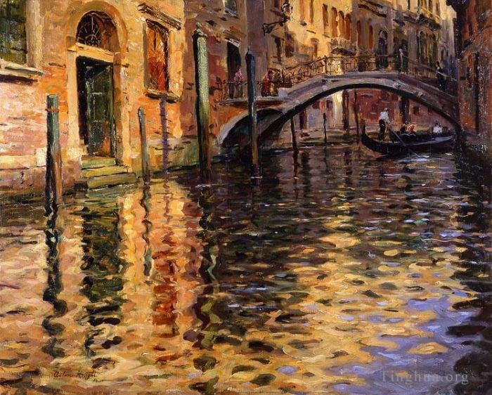 Louis Aston Knight Oil Painting - Pont del angelo venice