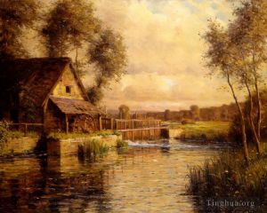 Artist Louis Aston Knight's Work - Old mill in normandy