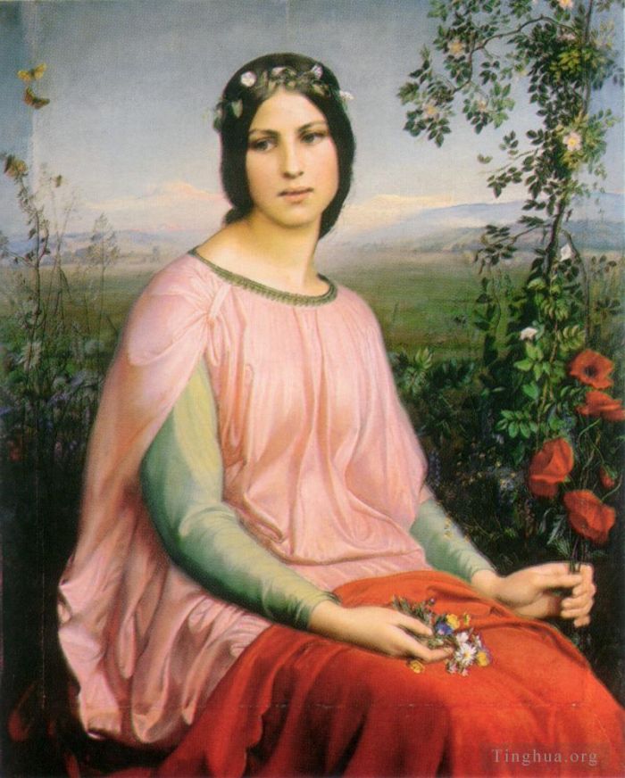Anne-Francois-Louis Janmot Oil Painting - Fleurs des champs
