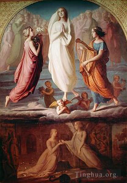 Anne-Francois-Louis Janmot Oil Painting - L assomption de la vierge