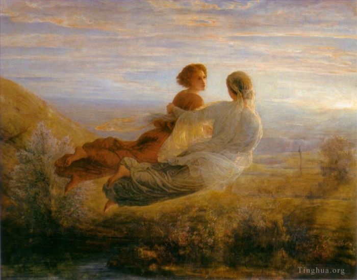 Anne-Francois-Louis Janmot Oil Painting - Poeme de l ame 1le vol de l ame