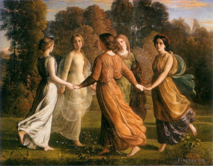 Anne-Francois-Louis Janmot Oil Painting - Poeme de l ame 1rayons de soleil