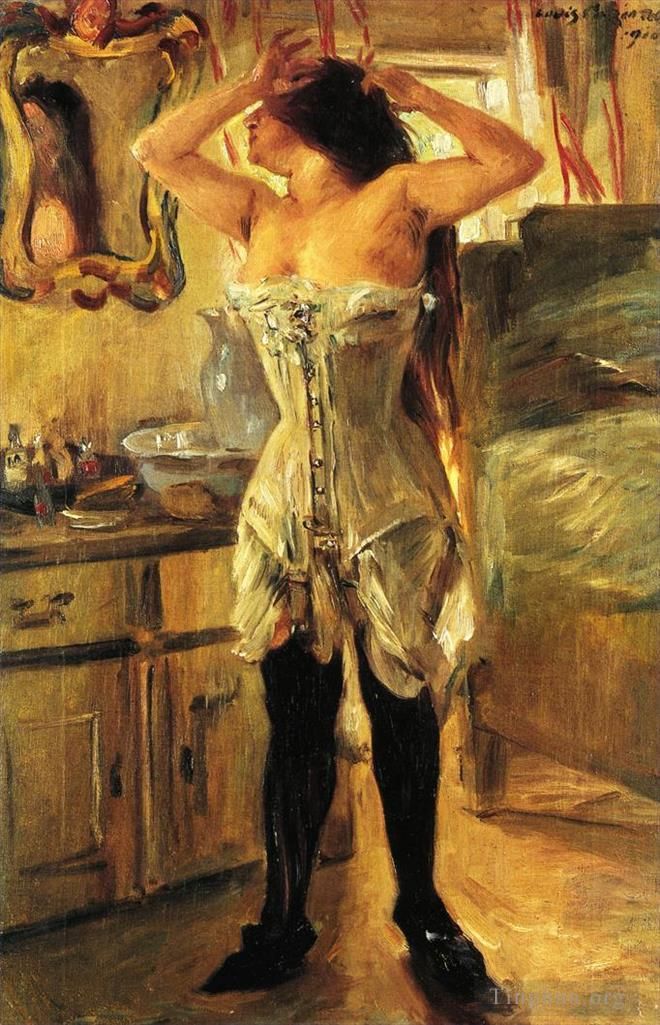 Lovis Corinth Oil Painting - In a Corset