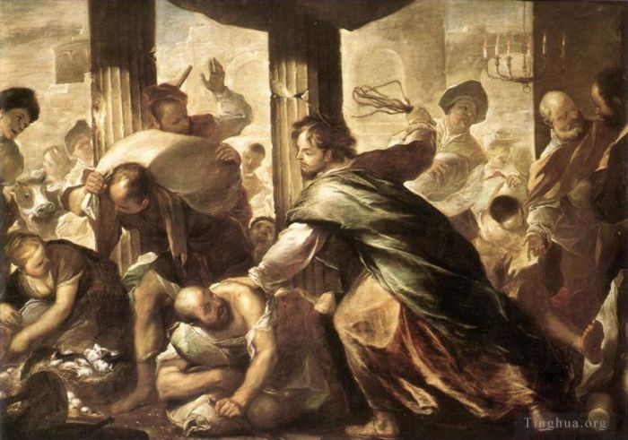Luca Giordano Oil Painting - Christ Cleansing The Temple
