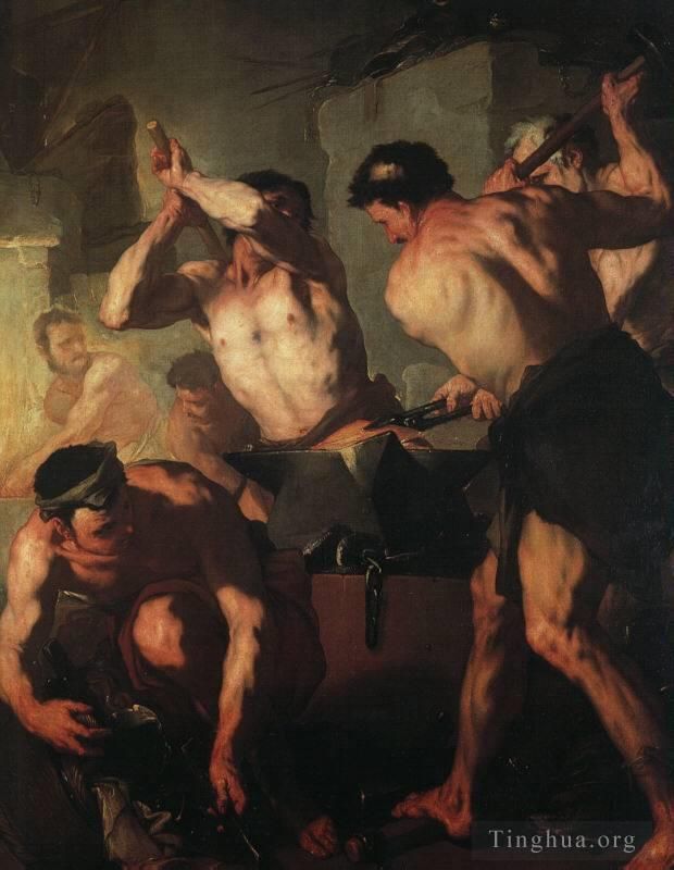 Luca Giordano Oil Painting - The Forge Of Vulcan