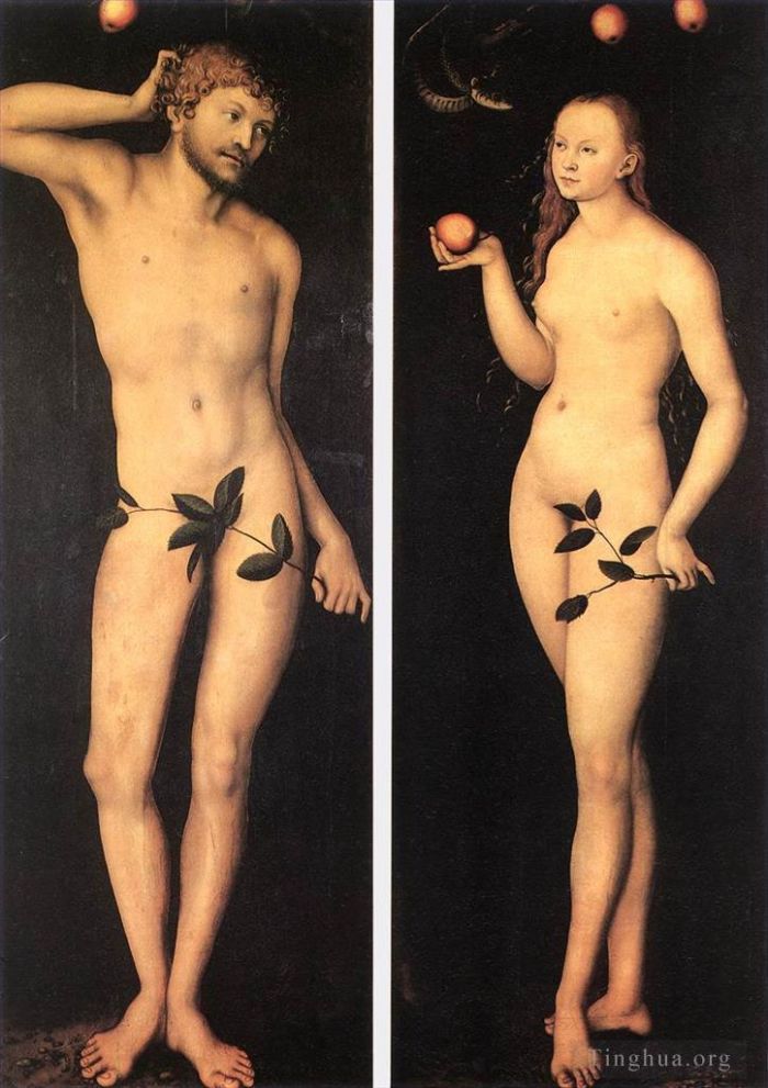 Lucas Cranach the Elder Oil Painting - Adam And Eve 1528