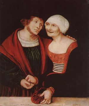 Artist Lucas Cranach the Elder's Work - Amorous Old Woman And Young Man