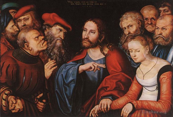 Lucas Cranach the Elder Oil Painting - Christ And The Adulteress