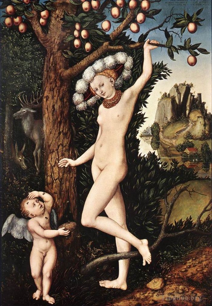 Lucas Cranach the Elder Oil Painting - Cupid Complaining To Venus