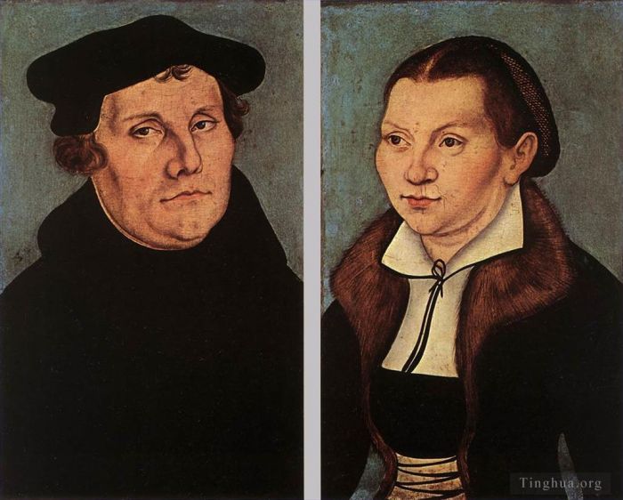 Lucas Cranach the Elder Oil Painting - Portraits Of Martin Luther And Catherine Bore