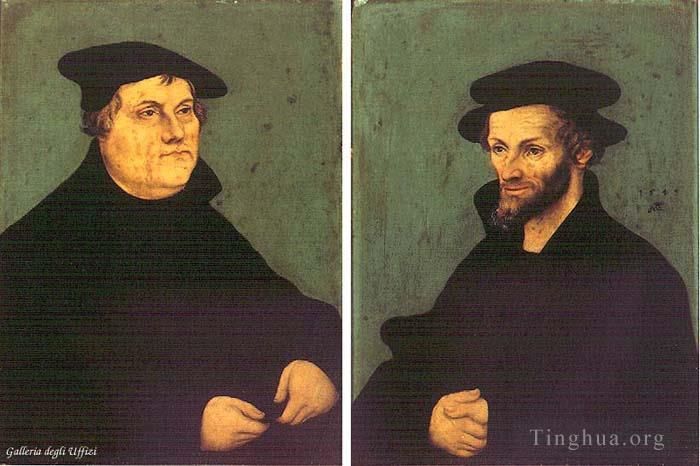Lucas Cranach the Elder Oil Painting - Portraits Of Martin Luther And Philipp Melanchthon
