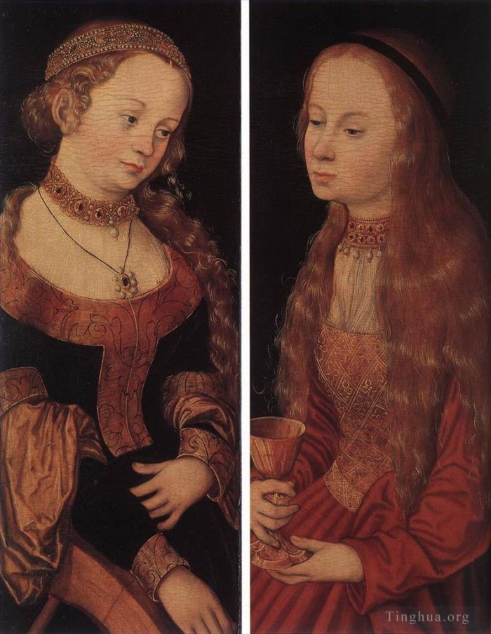 Lucas Cranach the Elder Oil Painting - St Catherine Of Alexandria And St Barbara