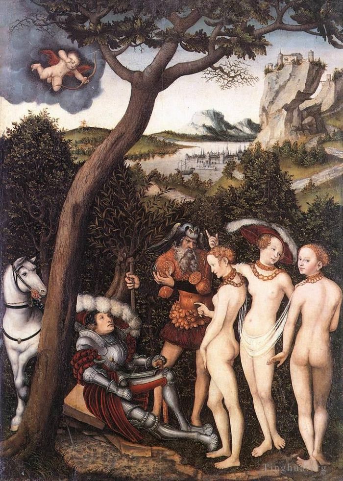 Lucas Cranach the Elder Oil Painting - The Judgment Of Paris 1528