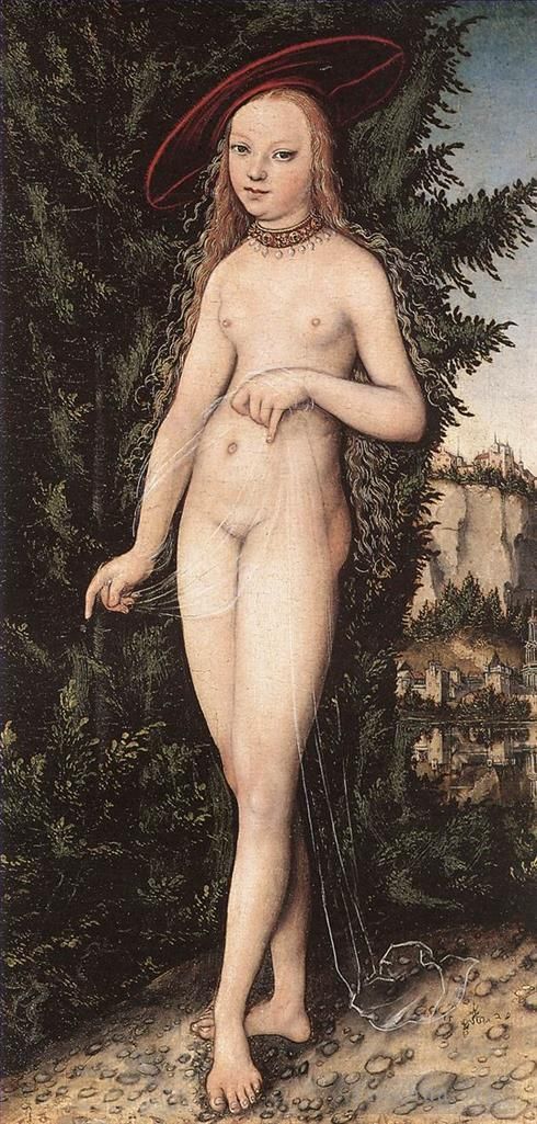 Lucas Cranach the Elder Oil Painting - Venus Standing In A Landscape