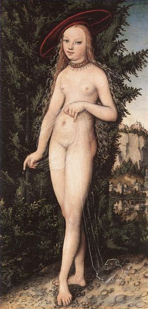 Artist Lucas Cranach the Elder's Work - Venus Standing In A Landscape