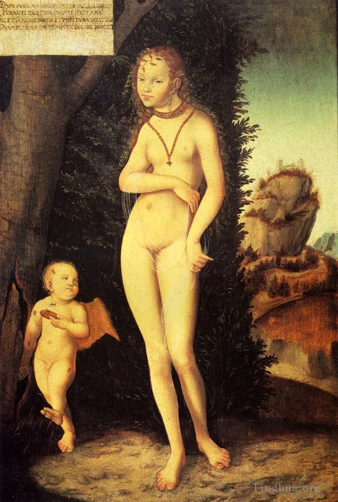 Lucas Cranach the Elder Oil Painting - Venus With Cupid The Honey Thief