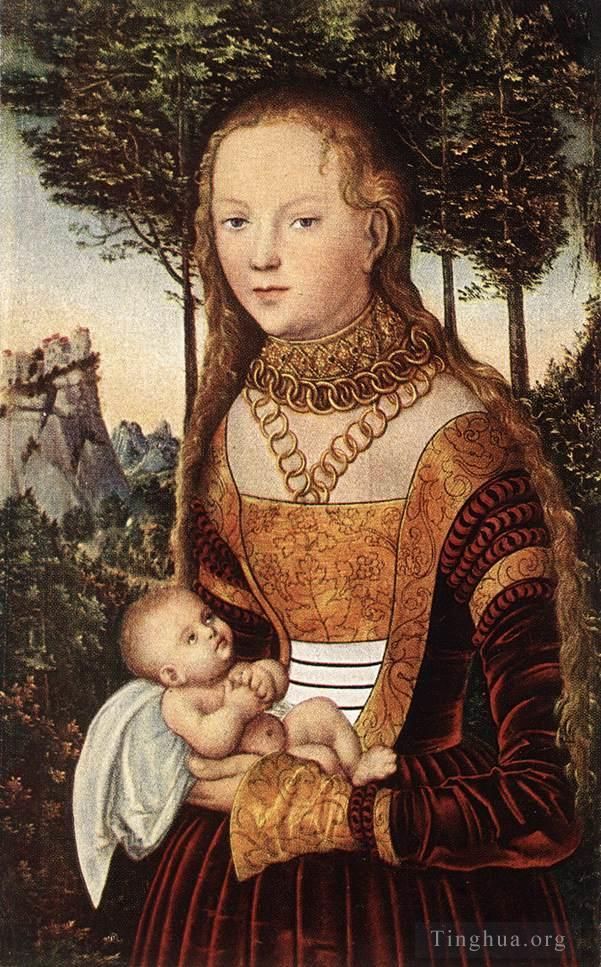 Lucas Cranach the Elder Oil Painting - Young Mother And Child