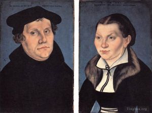 Artist Lucas Cranach the Elder's Work - Diptych With The Portraits Of Luther And His Wife