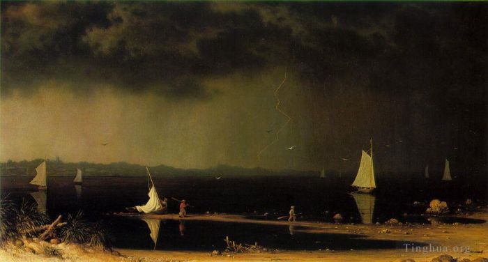 Martin Johnson Heade Oil Painting - Thunder Storm on Narragansett Bay