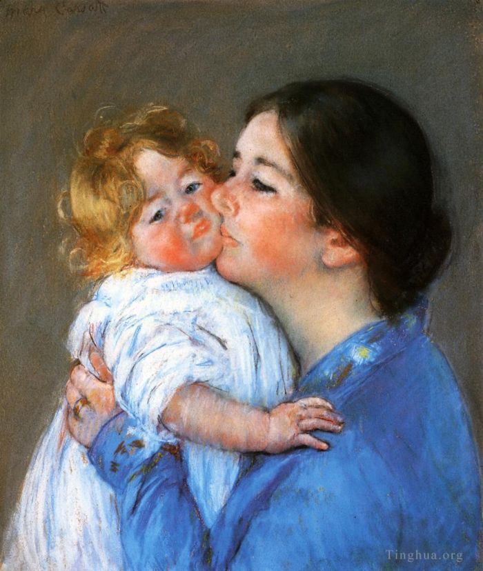 Mary Stevenson Cassatt Oil Painting - A Kiss For Baby Anne