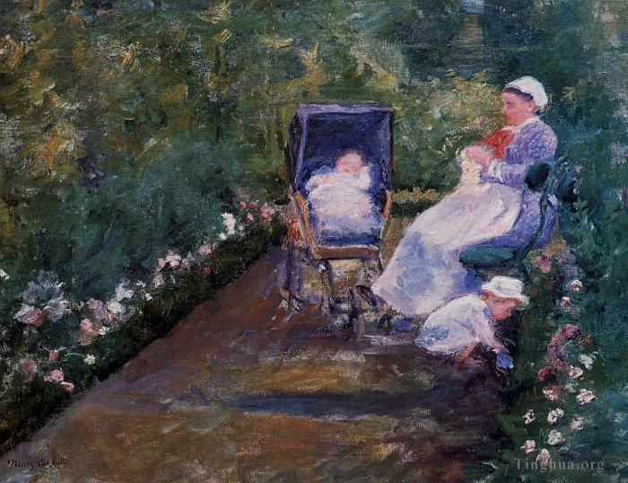 Mary Stevenson Cassatt Oil Painting - Children in a Garden