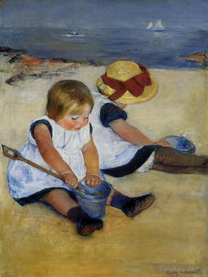 Mary Stevenson Cassatt Oil Painting - Children on the Shore