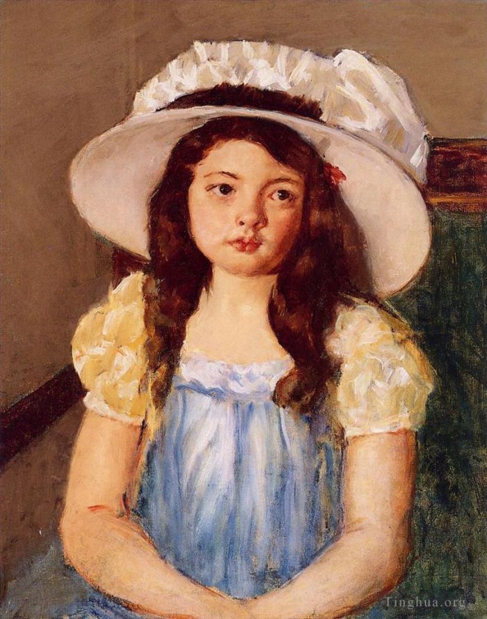 Mary Stevenson Cassatt Oil Painting - Francoise Wearing a Big White Hat