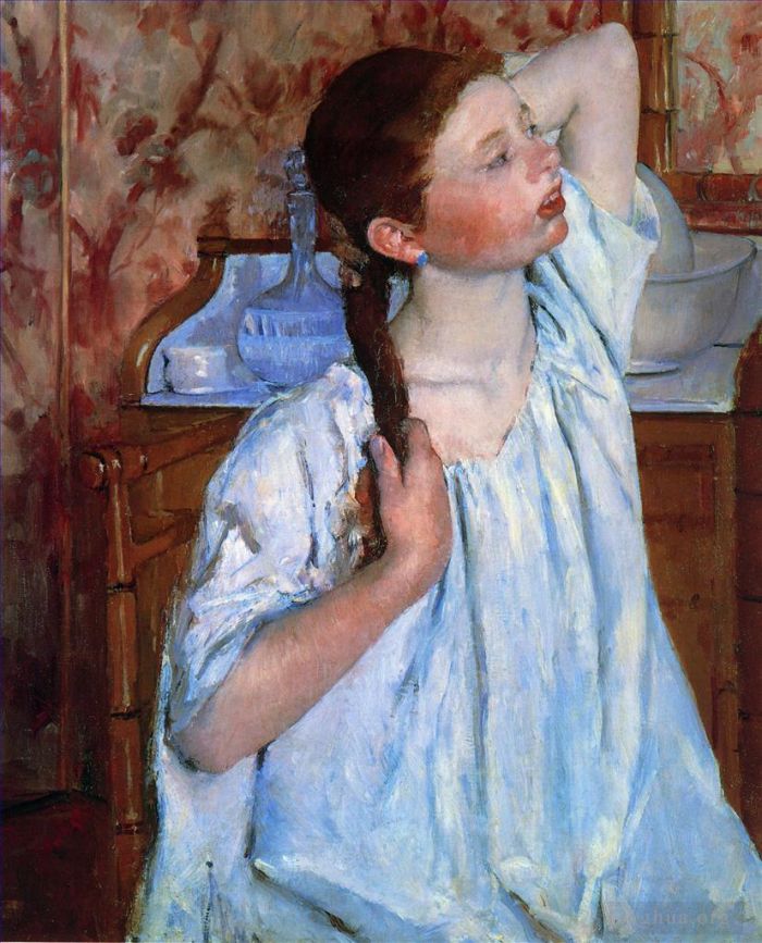 Mary Stevenson Cassatt Oil Painting - Girl Arranging Her Hair