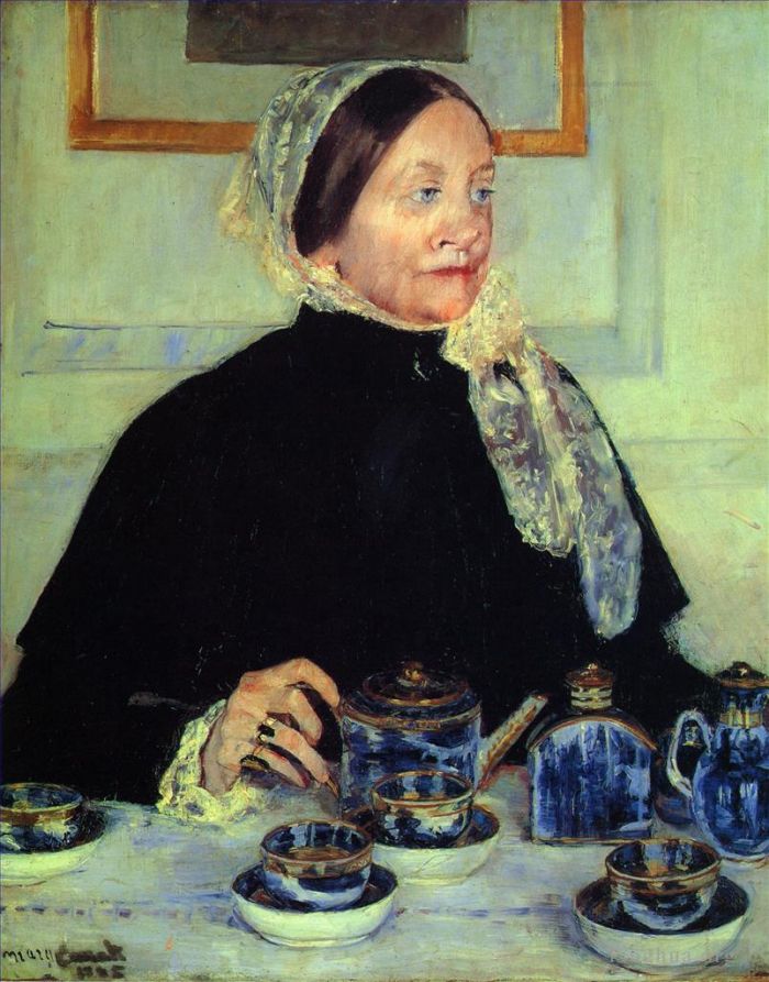 Mary Stevenson Cassatt Oil Painting - Lady at the Tea Table