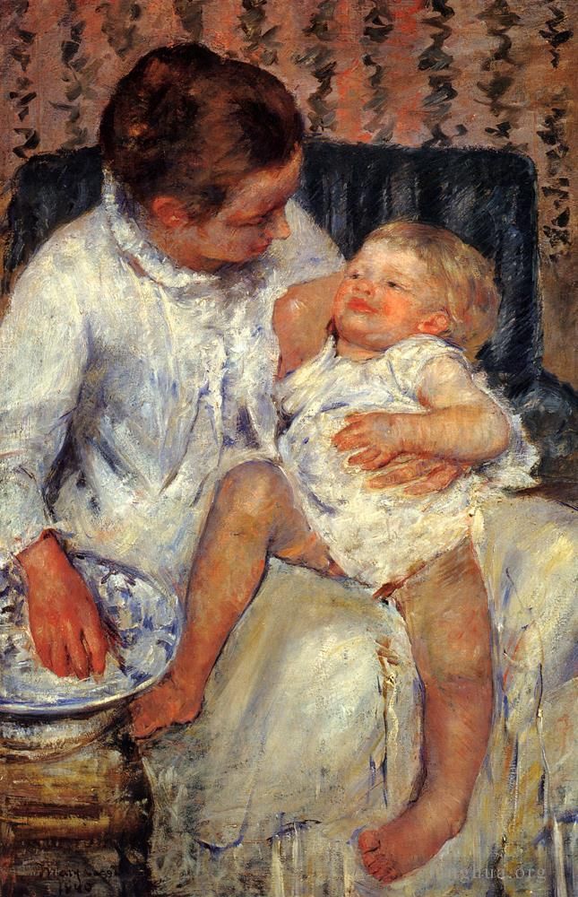 Mary Stevenson Cassatt Oil Painting - Mother About To Wash Her Sleepy Child
