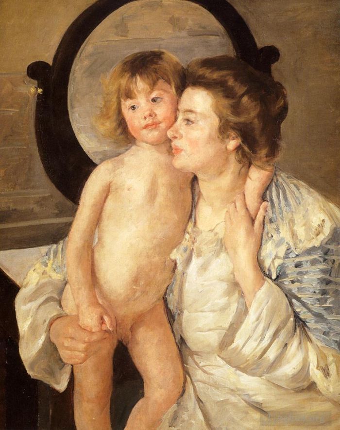 Mary Stevenson Cassatt Oil Painting - Mother And Child The Oval Mirror
