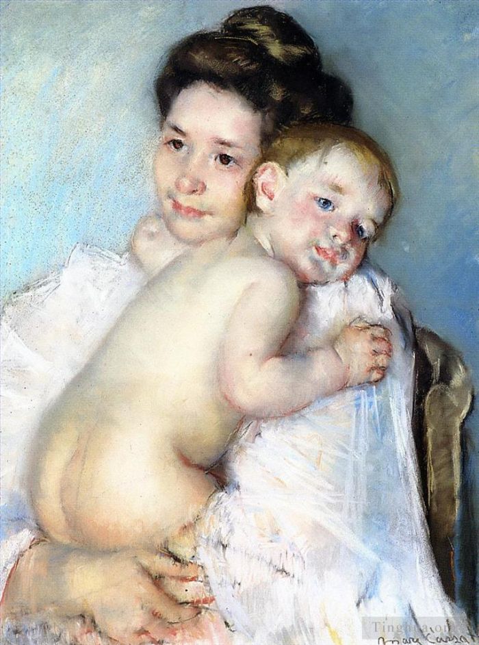 Mary Stevenson Cassatt Oil Painting - Mother Berthe Holding Her Baby