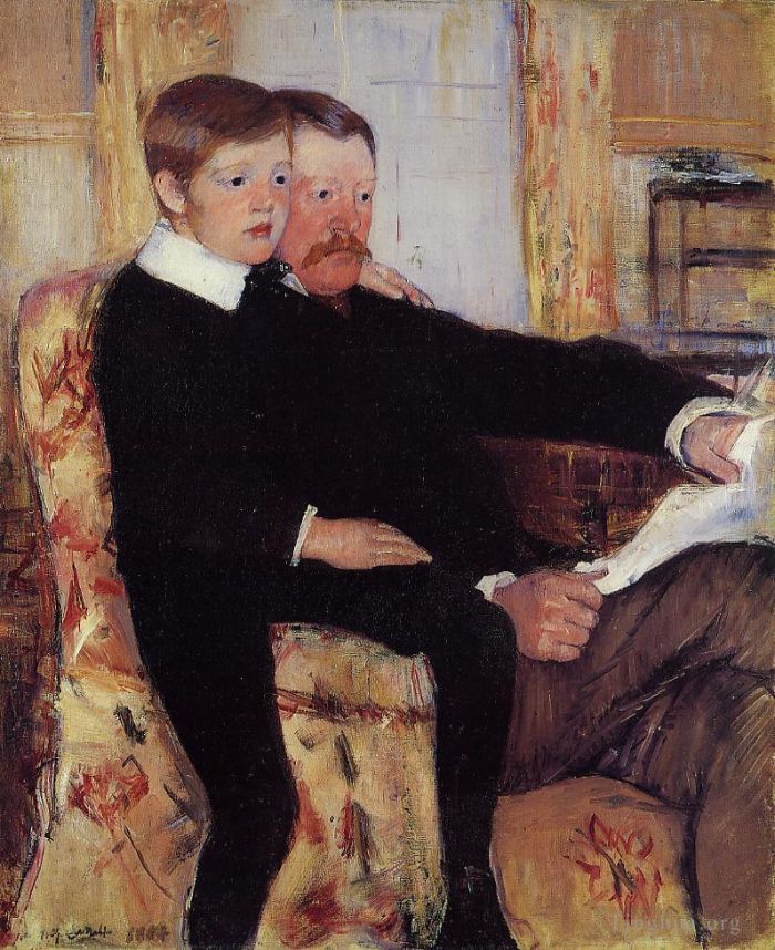 Mary Stevenson Cassatt Oil Painting - Portrait of Alexander J Cassat and His Son Robert Kelso Cassatt