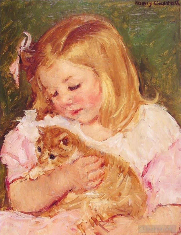 Mary Stevenson Cassatt Oil Painting - Sara Holding A Cat