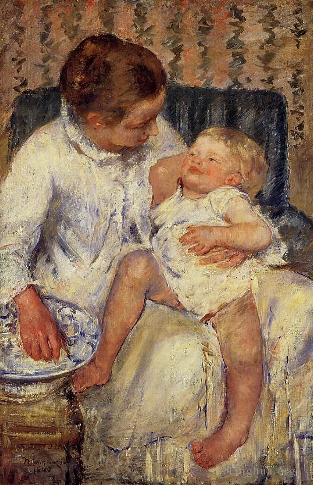 Mary Stevenson Cassatt Oil Painting - The Childs Bath