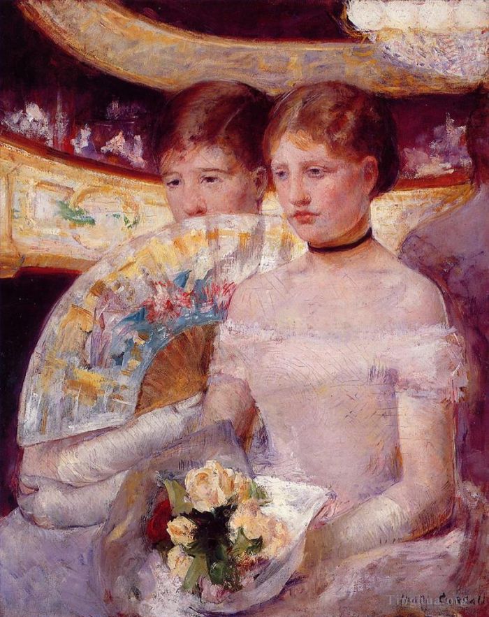 Mary Stevenson Cassatt Oil Painting - Two Women in a Theater Box