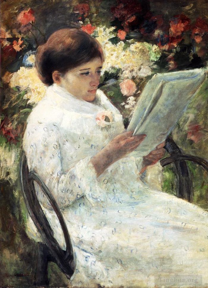 Mary Stevenson Cassatt Oil Painting - Woman Reading In A Garden