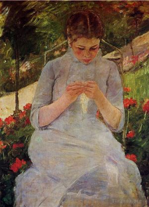 Artist Mary Stevenson Cassatt's Work - Young Woman Sewing in a Garden