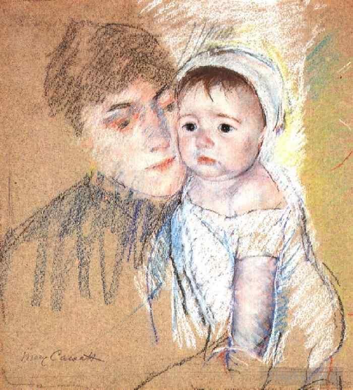 Mary Stevenson Cassatt Various Paintings - Baby Bill in Cap and Shift