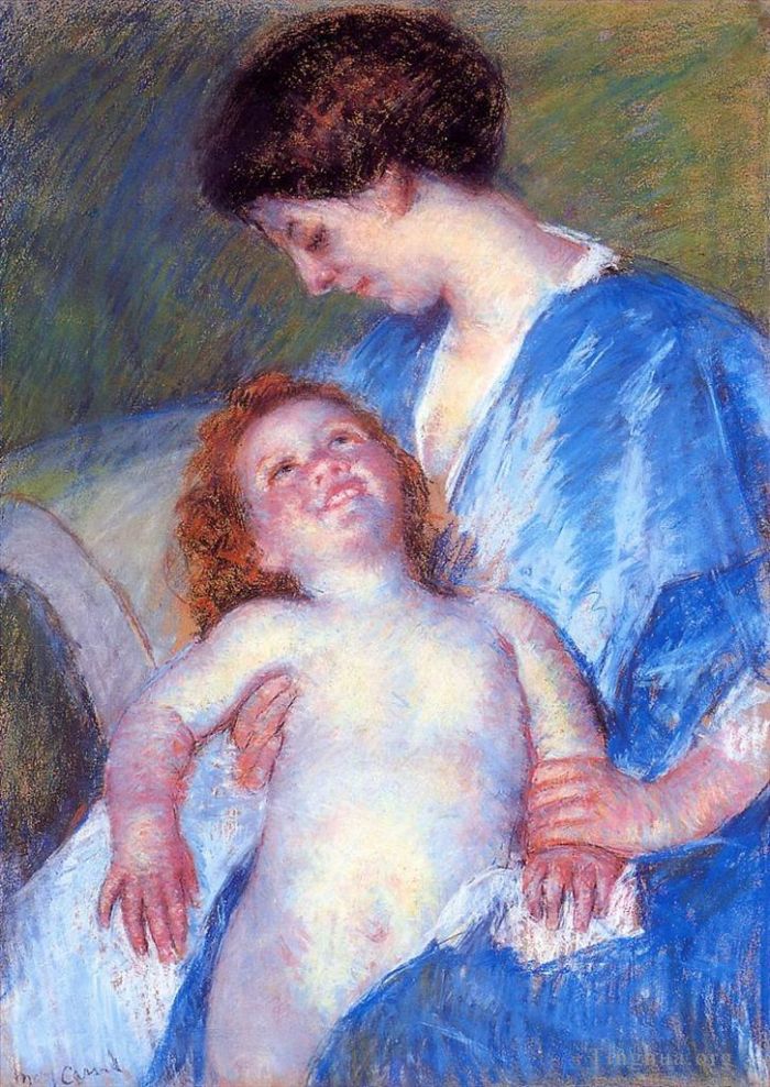 Mary Stevenson Cassatt Various Paintings - Baby Smiling up at Her Mother
