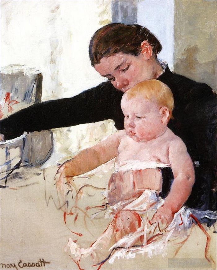 Mary Stevenson Cassatt Various Paintings - Bathing the Young Heir