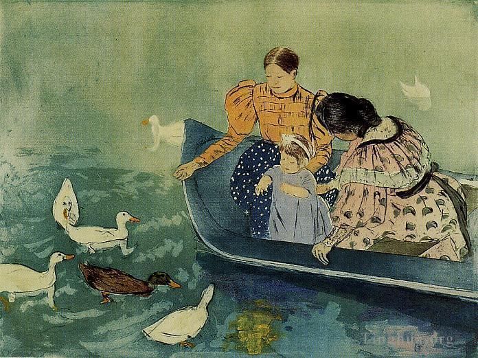 Mary Stevenson Cassatt Various Paintings - Feeding the Ducks