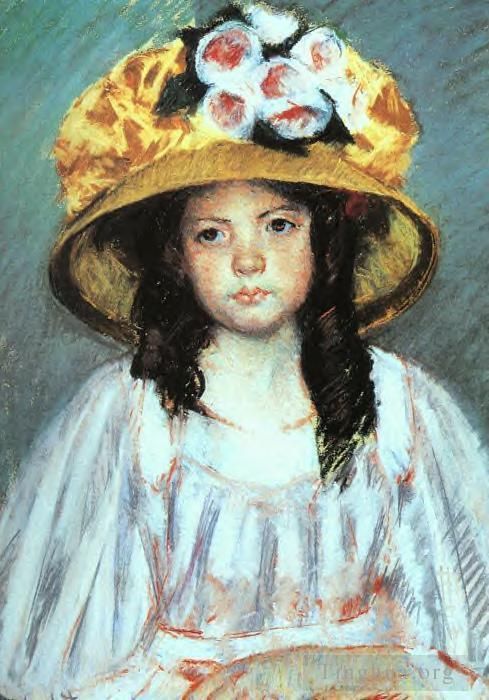 Mary Stevenson Cassatt Various Paintings - Girl in a Large Hat