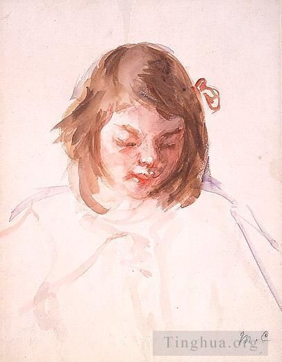 Mary Stevenson Cassatt Various Paintings - Head of Francoise Looking Down