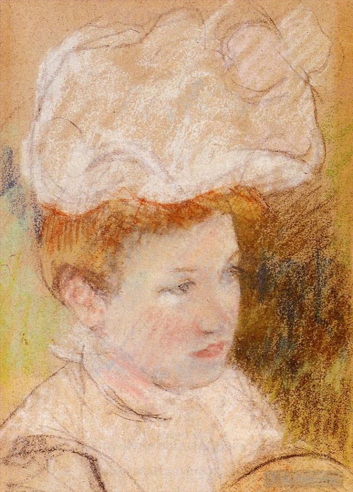 Mary Stevenson Cassatt Various Paintings - Leontine in a Pink Fluffy Hat