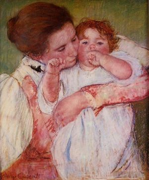 Artist Mary Stevenson Cassatt's Work - Little Ann Sucking Her Finger Embraced by Her Mother