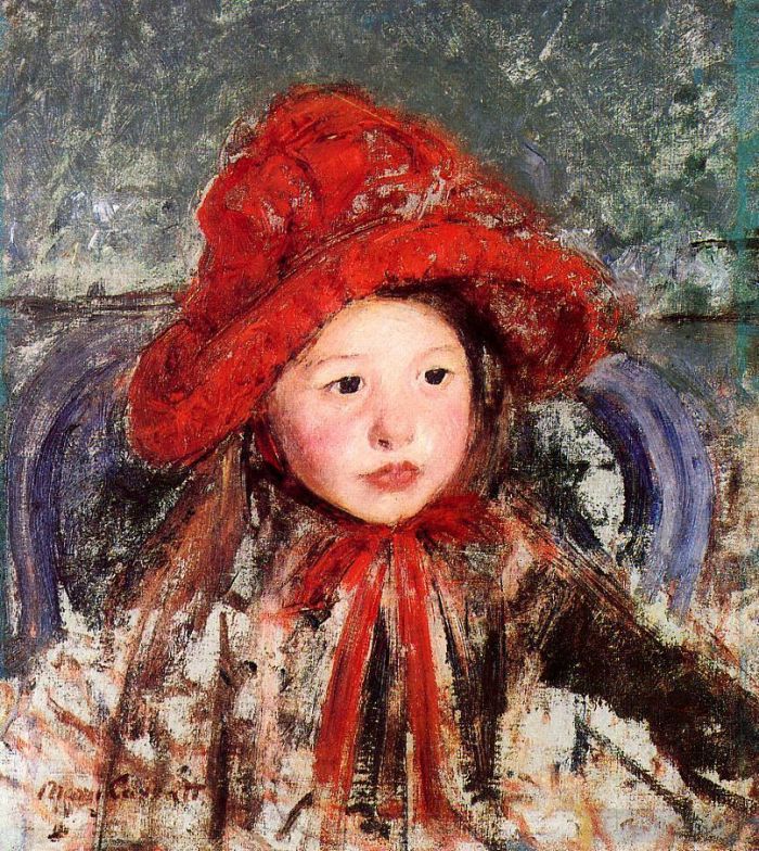 Mary Stevenson Cassatt Various Paintings - Little Girl in a Large Red Hat