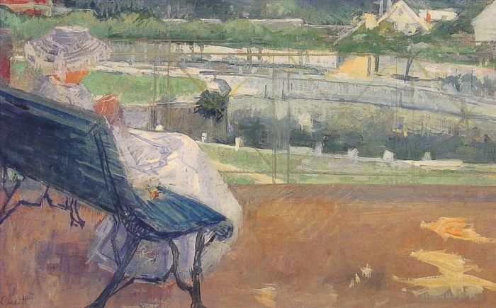 Mary Stevenson Cassatt Various Paintings - Lydia Seated on A Porch Crocheting