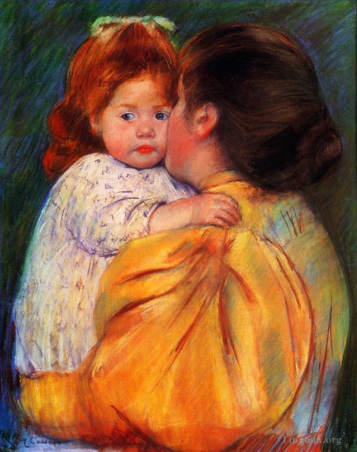 Mary Stevenson Cassatt Various Paintings - Maternal Kiss