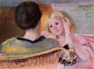 Artist Mary Stevenson Cassatt's Work - Mother Combing Saras Hair no